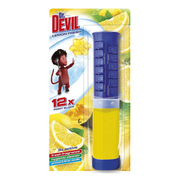 Dr. Devil 3 in 1 WC Point Block Lemon fresh туалетний точковий блок Лимонна свіжість на 12 застосувань